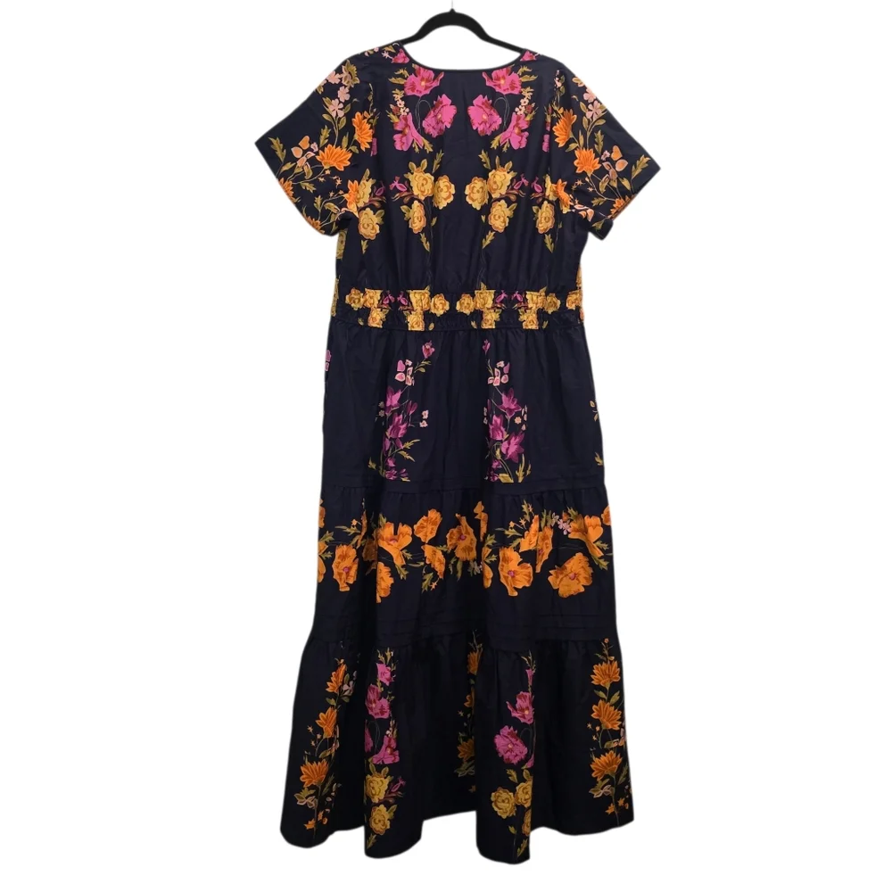 NWT Anthropologie The Somerset Maxi Dress Size 2X Navy Blue Blueberry Pockets - Picture 4 of 12